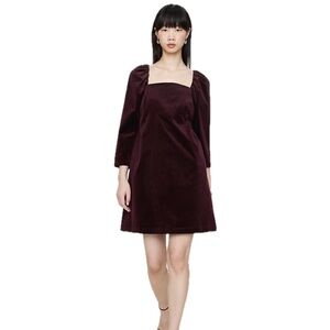 Banana Republic Velvet Puff Sleeve Mini Dress Burgundy Red Size Medium
